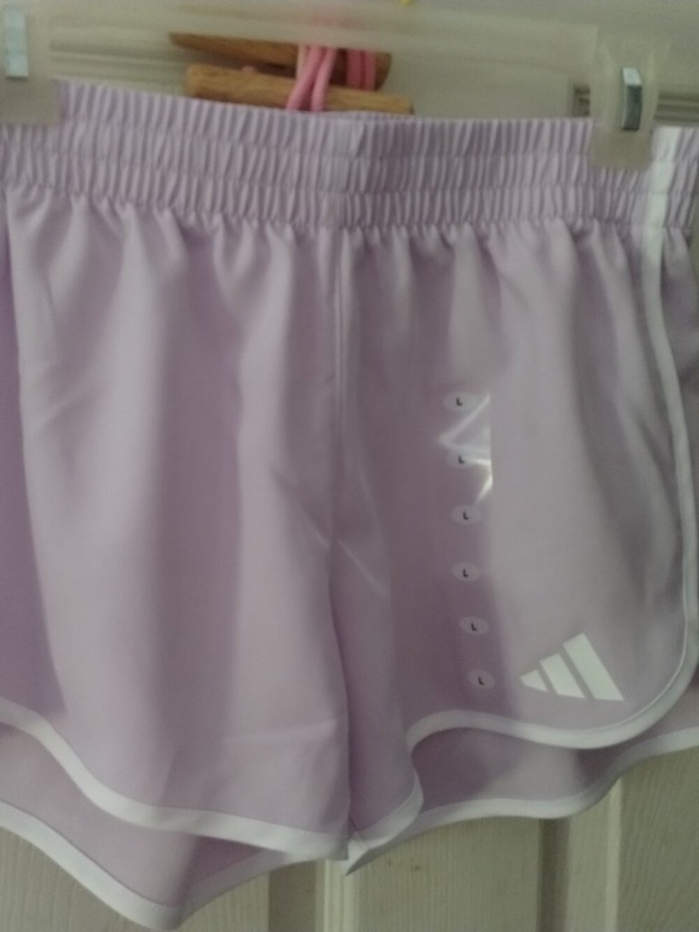 Adidas girl's purple/ white shorts